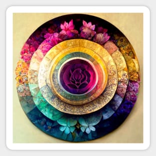 mandala, purple, pink, black, blue, green, yellow, gold, silver, white, rose Sticker